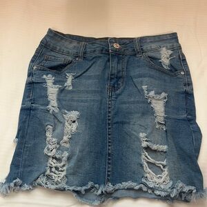 Forever 21 Blue Distressed Mini Skirt Jean Women's Size 26